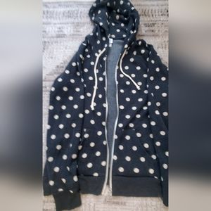 Alternative women grey and beige poker dot hoodie